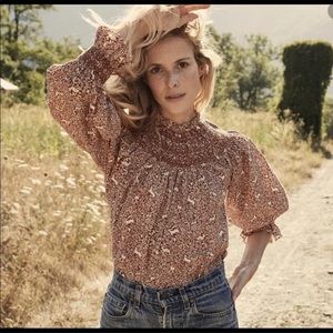 EUC Doen Amoret Top - cream/rust prancing floral